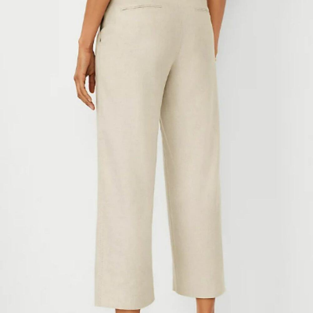 Ann Taylor Cream Linen Like Crop Pants Size 10